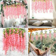 Artificial Wisteria Hanging Flowers Fake Wisteria Flower Garland Silk Vines Rattan Decor For Home Wedding Arch Wall Garden Greenery Bedroom Outdoor Office Party Decoration, Valentine Day, Gift Gifts Birthday Graduation,Garden Decor,Outdoor Plant,Gardening,Fake Flowers
