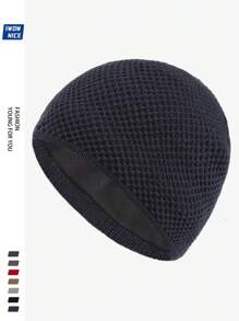 1pc Plain Simple Style Beanie Cap, Warm Knitted Hat With Thermal Lined , Suitable For Autumn Winter Outdoor Sports Like Running, Cycling, Skateboard, Skiing, Ideal Gift For Family And Friends