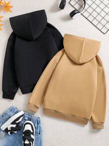 2pcs Tween Boys Cartoon Graphic Print Sweatshirt Set - Multicolor - View 2