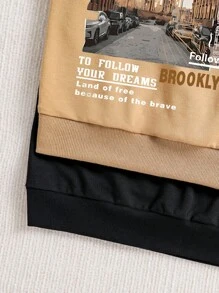 2pcs Tween Boys Cartoon Graphic Print Sweatshirt Set - Multicolor - View 4