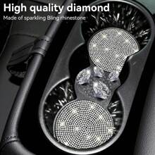 2 Packs Bling Car Cup Holder Coaster, 2.75 Inch Anti-Slip Shockproof Universal Fashion Car Coasters Insert Bling Car Accessories For Women