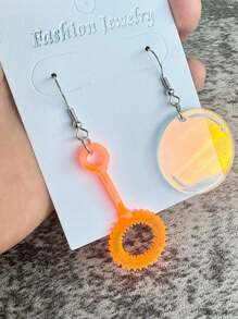 1 Pair Boho-Chic Acrylic Bubble Earrings - Fun Summer Accessory For Women, Iron Posts Hoop Earrings For Women