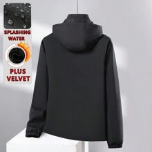 Giacca stile boyfriend da uomo, imbottita e rinforzata per l'inverno, cappotto per giovani e mezza età con cappuccio removibile, design monocolore, adatto per uso casual quotidiano - nero - Visualizzare 3