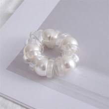 1 buc cravată de păr spiralată cu perle de înaltă calitate în stil coreean, cravată de păr elastică în formă de stea cu stras, accesoriu de păr pentru coadă de cal, frânghie de păr