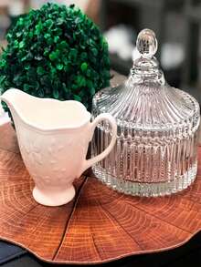 Glass Pot Bomboniere 15 Cm Ball On Lid - Clear - View 4