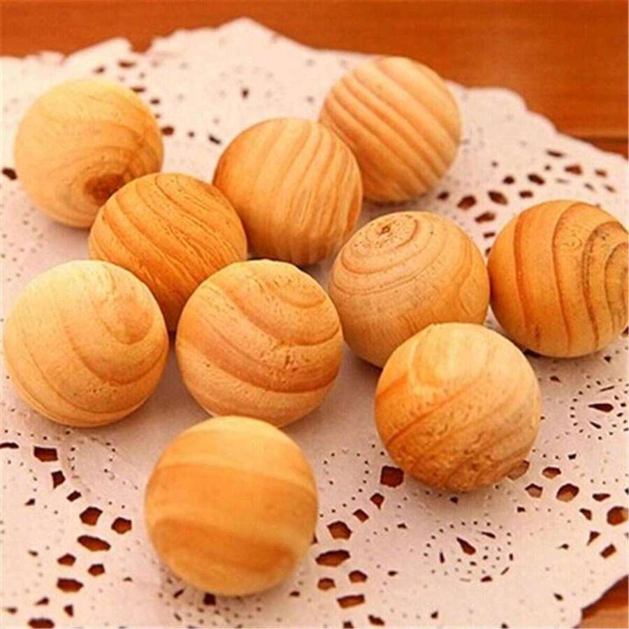 10 Piezas Bolas Aromáticas De La Madera De Cedro Repelentes A Las Polillas Para Armario A Prueba De Humedad, Bolas De Madera Del Alcanfor Para Proteger La Ropa - Amarillo - Ver 1