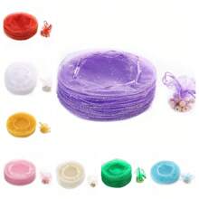 50/100pcs Organza Round Gift Bags, 26cm Diameter, Flower Shaped After Tied, Suitable For Christmas Gift Packaging, Halloween Candy Bags, Wedding Party Favors, Jewelry Packaging, Drawstring Design For Easy Use. 100pcs White Organza Gift Bags, 26cm Diameter, Flower Shaped After Tied Only Selling The Packaging Bags, Not Including Other Products In The Photo, The Photo Is The Actual Product Shot, Handmade With Minor Size Variations, Christmas