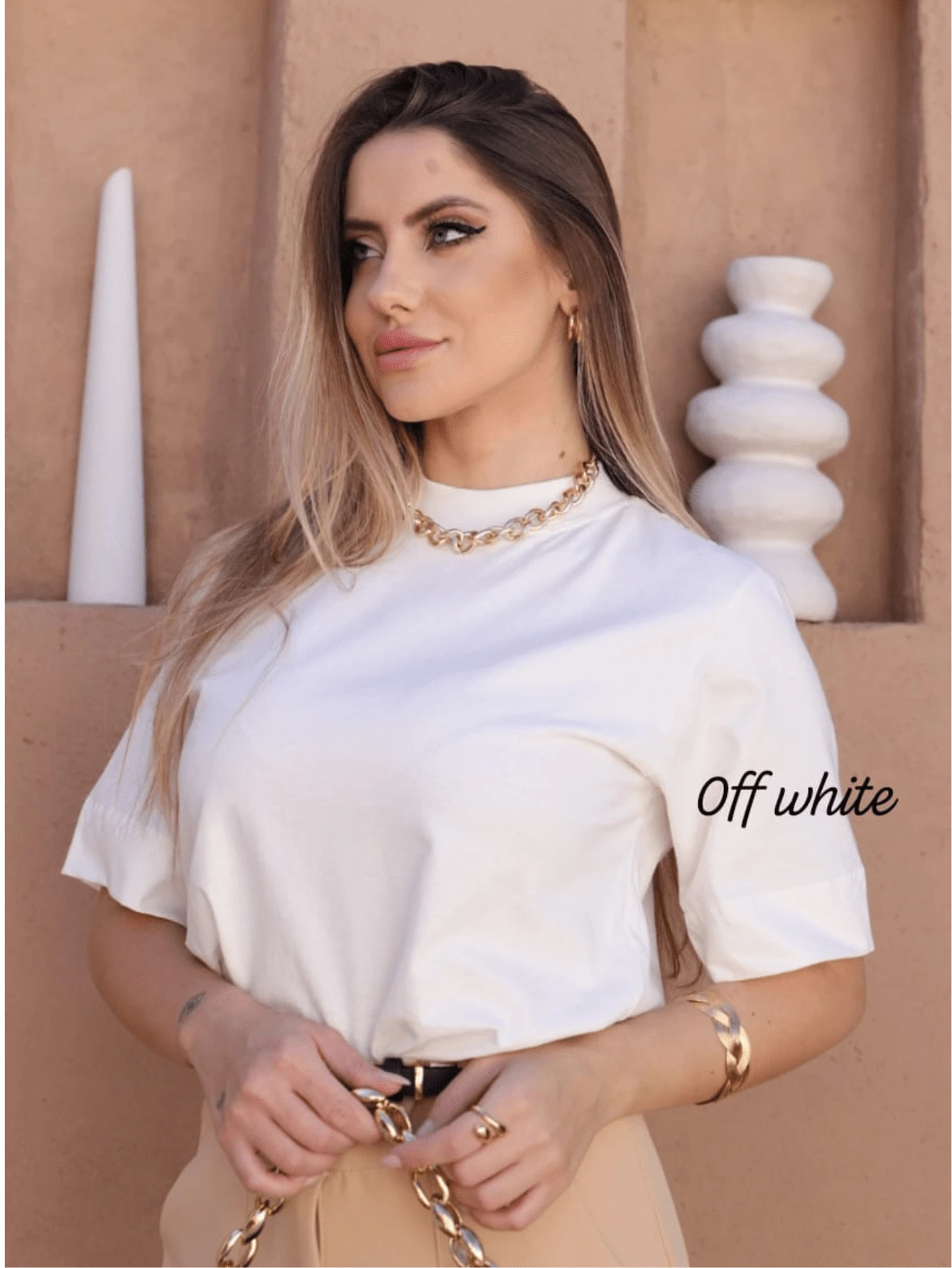 High-Neck Cotton Tshirts Inspired By Zaara Basic Plain T-Shirt Casual Stripped Women's Blouse T-Shirt 100% Cotton Tee Fashion Summer 2024 - 離開 - 查看 1