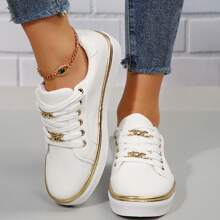 Comfy Women's Low Top Canvas Sneakers With Anti-Slip Sole For Casual Daily Wear - Round Toe Design - 白色 - 查看 5