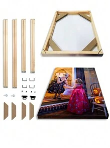 1pc Personalized Poster With DIY Wood Frame Or Frameless Poster,Custom Photo On Canvas For Family,Lover,Pets,Hanging Pictures For Wall Decor Home Decoration Gifts Birthday Graduation - Multicolor - View 4