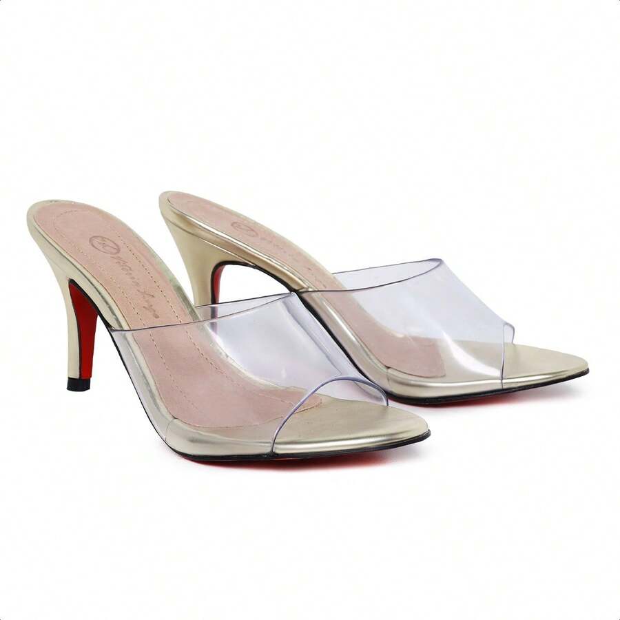 Women's Sandal With Thin Heel 8 Cm Low Vinyl - 金色 - 查看 1