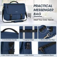 Messenger Bag For Men Messenger Bag 15.6 Inch Water Resistant Laptop Bag Casual Satchel Bags For Men Large College Computer Bag Office Work Briefcase Fashion Crossbody Shoulder Handbag - 藍色 - 查看 5