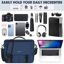 Messenger Bag For Men Messenger Bag 15.6 Inch Water Resistant Laptop Bag Casual Satchel Bags For Men Large College Computer Bag Office Work Briefcase Fashion Crossbody Shoulder Handbag - 藍色 - 查看 7