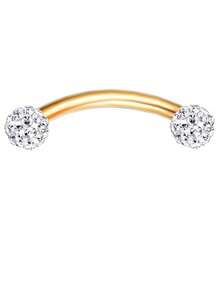 CASSIECA 1PC 车耳钉首饰车耳钉耳环男女款眉环 16G 不锈钢弧形杠铃吊坠 CZ 肚唇环软骨耳甲表面耳屏耳钉首饰 - 金色 - 查看 18