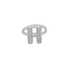 1pc New Cubic Zirconia 26 Letter Finger Ring Silver Plated Women Fashion Jewelry Letter Initial Wedding Rings