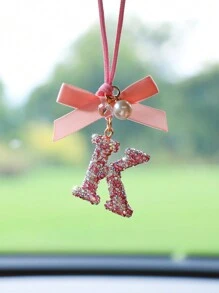 1 件蝴蝶结粉彩陶瓷字母汽车挂饰 - 均碼 - 查看 5