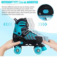 Roller Skates For Boys And Girls, 4 Sizes Adjustable Skates For Kids Youth With All Light Up Wheels Beginners Quad Skates - Z-teal - View 5