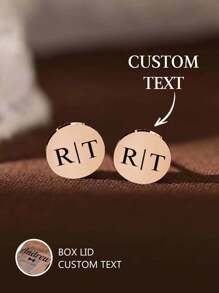 1Pair Custom Engraved Cufflinks With Box Personalized Name Cufflinks, Custom Black/ Gold/ Silver/ Rose Gold Cufflinks, Unique Men's Accessory Perfect Wedding Groomsmen, Best Man, Father's Day, Birthday, Anniversary, Business Gift Ideal For Dad, Husband, Boyfriend, Groom, Or Businessman - Elegant And Timeless Keepsake, Handcrafted Custom Jewelry - Style 3 - View 3