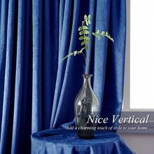 DriftAway 2 Panels Velvet Blackout Curtains Room Darkening Curtains  Set Super Soft Luxury Thermal Insulated Drapes For Living Room Back Tab And Rod Pocket - 藏蓝色 - 查看 8