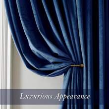 DriftAway 2 Panels Velvet Blackout Curtains Room Darkening Curtains  Set Super Soft Luxury Thermal Insulated Drapes For Living Room Back Tab And Rod Pocket - 藏蓝色 - 查看 6