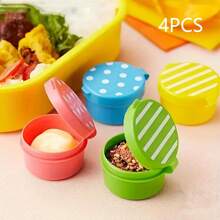 4 Pcs Portable Round Dots Soy Sauce Bottle, Picnic And Office Seasoning Bottle, Cute Mini Storage Bottle