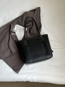 Bolso de mano con bolsillos con cremallera de gran capacidad, de unicolor retro de PU y seda, con decoración de pañuelo para mujer. Nuevo bolso de hombro de gran capacidad para otoño/invierno. Cartera con lazo de moda para mujer. Bolso de trabajo llamativo para mujer.