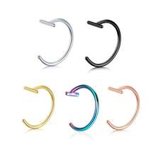 2-5pcs/Set 18G Clip-On Lip Ring Fake Lip Ring Stainless Steel Hypoallergenic Punk Non Piercing Lip Hoop 18K Gold Plated Cuff Earring Septum Ring Piercing Cartilage Earrings Tragus Conch Daith Helix Ring, Black Lobe Earring ,Women And Men Body Pierecing Jewelry 8mm 10mm - A - View 18