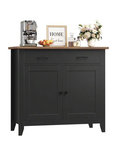 Sideboard, Kitchen Storage Cabinet With 2 Drawers And 2 Doors, Freestanding Cupboard For Kitchen, Living Room, Dining Room, Hallway, 91x40x82cm