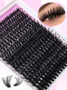 320 PIEZAS Racimos de pestañas individuales 80D Rizado D 9-16mm Kit de extensión de pestañas postizas Súper gruesas, de volumen dramático, esponjosas, ultraligeras y súper suaves, reutilizables para uso personal en el hogar o en movimiento para la vida diaria, boda, citas, fiestas, festivales de música y Halloween