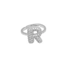 1pc New Cubic Zirconia 26 Letter Finger Ring Silver Plated Women Fashion Jewelry Letter Initial Wedding Rings