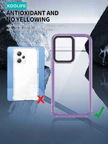 Ốp lưng điện thoại cơ bản Koolife 1 Ốp lưng điện thoại trong suốt chống sốc có nút mạ điện, đệm túi khí, thiết kế chống trượt và chống rơi tương thích với 14/POCO F6/Redmi Note 11 Pro/Note 12 Pro/Redmi 12/12C/12 4G/12 5G - Màu tím trong suốt - Xem 4