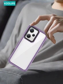 Ốp lưng điện thoại cơ bản Koolife 1 Ốp lưng điện thoại trong suốt chống sốc có nút mạ điện, đệm túi khí, thiết kế chống trượt và chống rơi tương thích với 14/POCO F6/Redmi Note 11 Pro/Note 12 Pro/Redmi 12/12C/12 4G/12 5G - Màu tím trong suốt - Xem 2