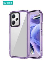 Ốp lưng điện thoại cơ bản Koolife 1 Ốp lưng điện thoại trong suốt chống sốc có nút mạ điện, đệm túi khí, thiết kế chống trượt và chống rơi tương thích với 14/POCO F6/Redmi Note 11 Pro/Note 12 Pro/Redmi 12/12C/12 4G/12 5G - Màu tím trong suốt - Xem 9