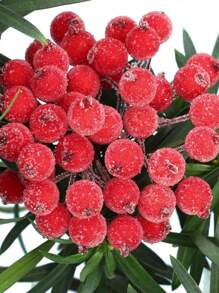 20/40/60/100 chiếc Mini Giáng sinh Frosted nhân tạo Berry Vivid Red Holly Berries Trang trí tiệc cưới Hoa nhân tạo Trang trí nhà cửa, Giáng sinh - Xem 7