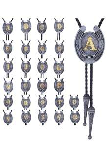 1 件西部马蹄形 A-Z 滑动式领结，适合男士，是送礼的理想之选 - A-Z古錫+金色字母 - 查看 12