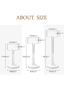 Glass Candle Holder For Tea Light, 6Pcs Clear Hurricane Candle Holder For Table Centerpiece, Tealight Candle Holder Centerpiece For Dining Room Table Wedding Party Home Decor,Halloween And Decorations - 無色 - 查看 2