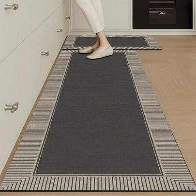 1pc Silicone Rubber Kitchen Floor Mat, High-End Color Block Gradient Pattern, Cushioned Anti-Fatigue Kitchen Rug, Absorbent, Non-Slip, Suitable For Kitchen, Bathroom, Entryway, Laundry Room, Minimalist Silicone Soft Rubber Mat