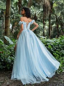 Faeriesty Women Formal & Evening Dresses Elegant Prom Wedding Guest Gown, For Graduation, Dinner - Baby Blue - View 3