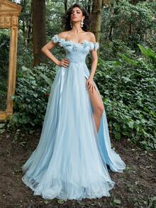 Faeriesty Women Formal & Evening Dresses Elegant Prom Wedding Guest Gown, For Graduation, Dinner - Baby Blue - View 8