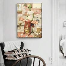 Funny Alien Do Laundry Poster Canvas Painting Laundry Day Wall Art For Washing Drying Room Home Decoration Picture  No Frame - As Pic - View 2