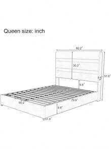 Cama de almacenamiento de tamaño queen con luz LED RGB, cama de plataforma tapizada en terciopelo con marco de almacenamiento hidráulico con cabecero y piecero, sin necesidad de caja de resortes, fácil montaje (Beige, Queen) - Gris - Ver 7
