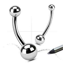 1pc Belly Button Rings, Silvery Belly Rings, Internally Threaded Navel Piercing Jewelry, Long Belly Piercing Jewelry, Curved Barbell, Belly Rings For Women Men - Silver - View 3