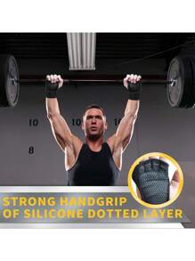 1 par de guantes de gimnasio ventilados unisex con envoltorio de muñeca y palmas de silicona antideslizantes para prevenir callosidades, guantes de entrenamiento para entrenamiento de fuerza y levantamiento de pesas