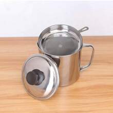 Stainless Steel Oil Filter Strainer Pot With Filter For Kitchen, To Filter Frying Oil And Store Cooking Grease - Silver - View 4