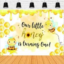 小蜜蜂主题生日横幅背景甜蜜蜜蜂采蜜向日葵花雨生日派对蛋糕桌装饰摄影人像道具乙烯基 - 彩色 - 查看 11