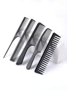 5pcs Set Of Plastic Hair Combs For Cutting And Styling Hair Hair Brush - Black - View 5