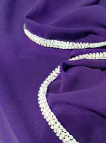 1 件装女士头巾全新纯色奢华雪纺水钻链条围巾纯色披肩真丝围巾头巾头带长袍配饰面纱服装