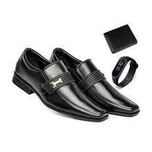 Basic Elegant Comfort Casual Men's Dress Shoes Kit + Wallet And Watch - 黑色 - 查看 1