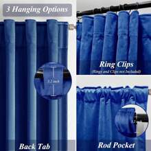DriftAway 2 Panels Velvet Blackout Curtains Room Darkening Curtains  Set Super Soft Luxury Thermal Insulated Drapes For Living Room Back Tab And Rod Pocket - 藏蓝色 - 查看 10