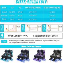 Roller Skates For Boys And Girls, 4 Sizes Adjustable Skates For Kids Youth With All Light Up Wheels Beginners Quad Skates - Z-teal - View 6